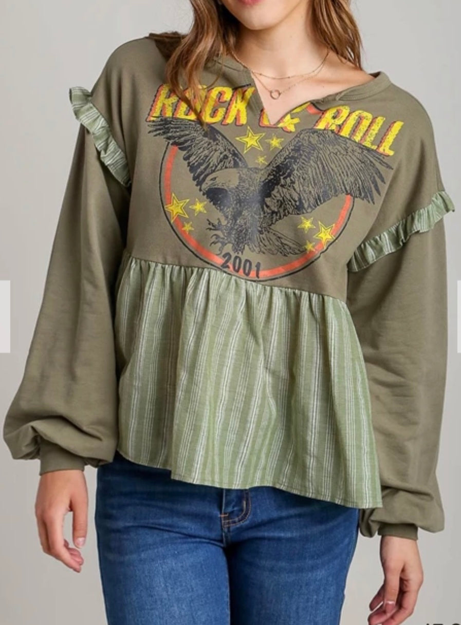 Made To Rock N Roll Top OLIVE (S-L)