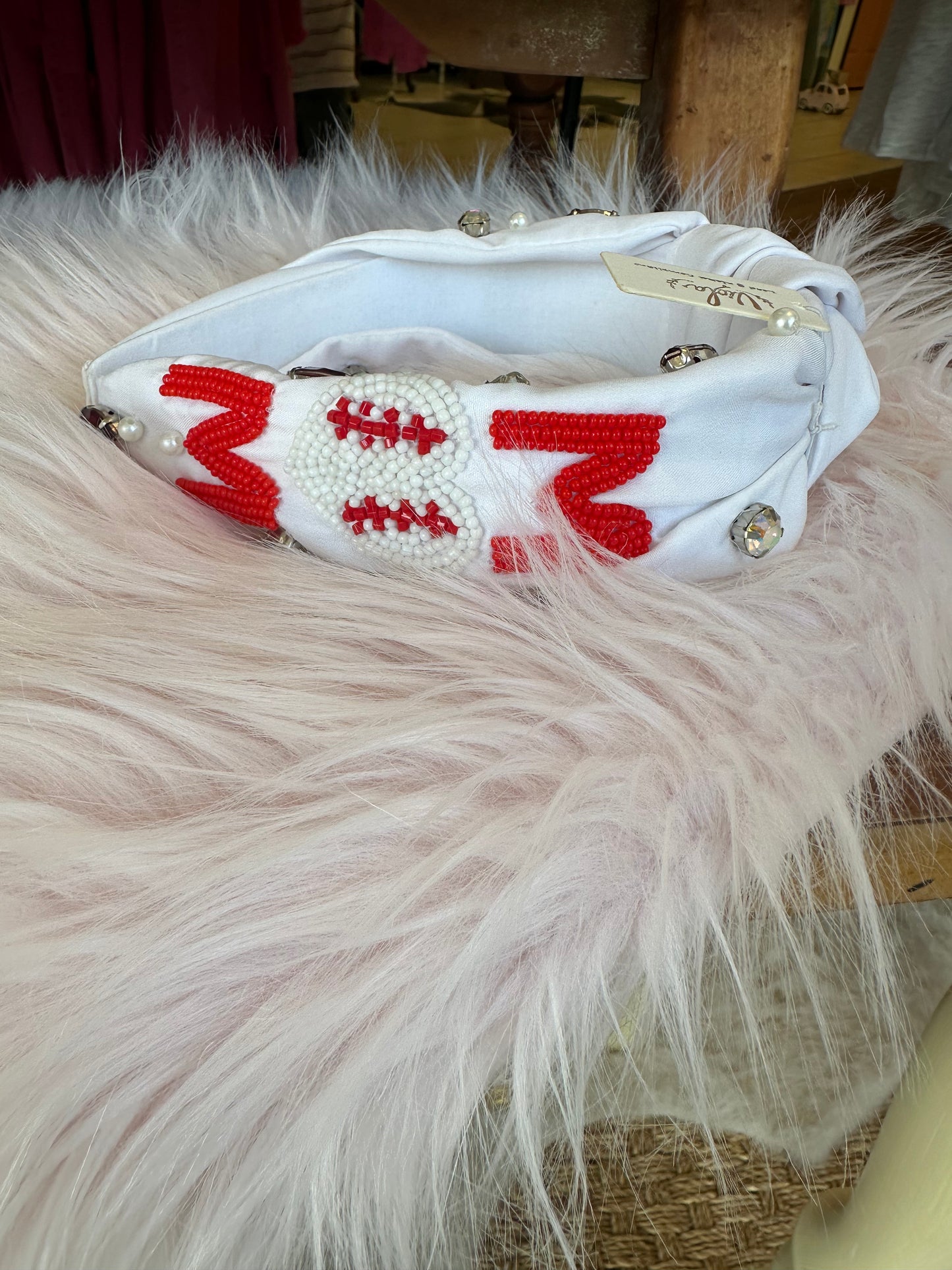 Mom Baseball Headband WHITE