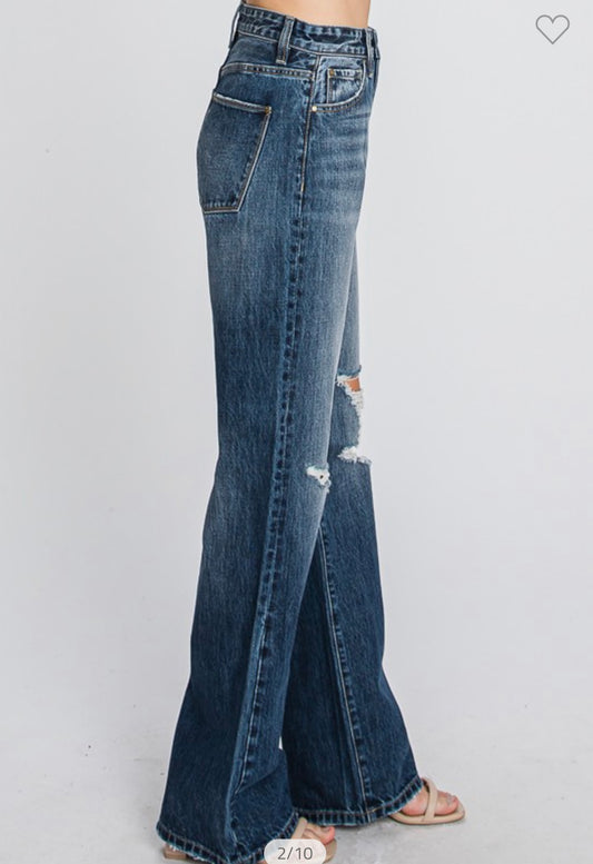 Bliss High Waisted Vintage Flares DARK BLUE (SZ 1-13)